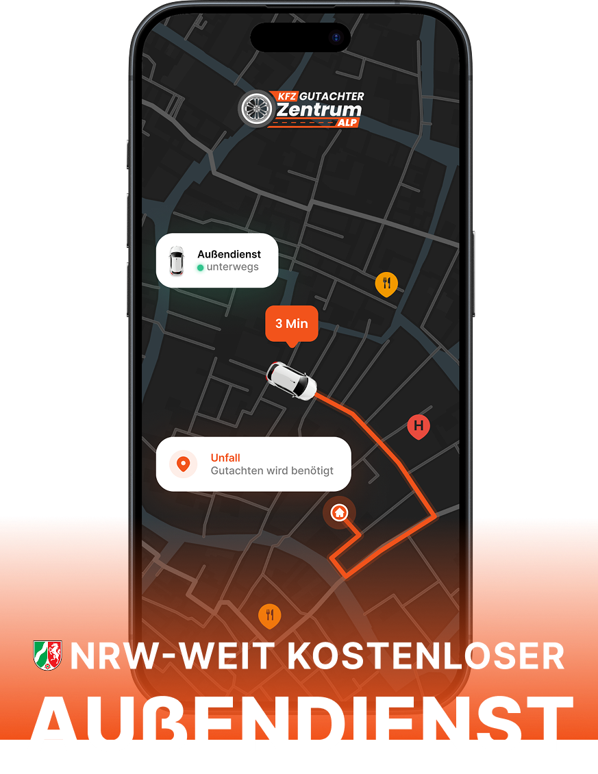 Mobiler Außendienst des KFZ Gutachter Zentrum ALP auf dem Weg zum Unfallort – NRW-weit kostenlos